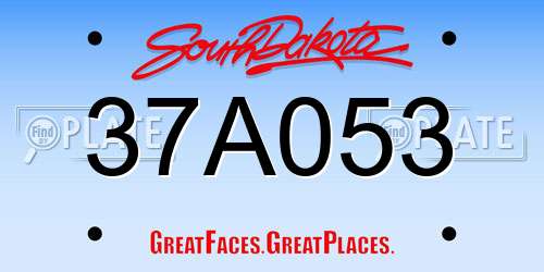 37A053 South Dakota License Plate
