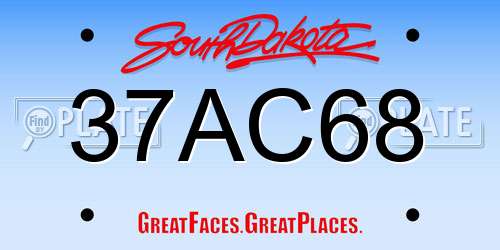 37AC68 South Dakota License Plate