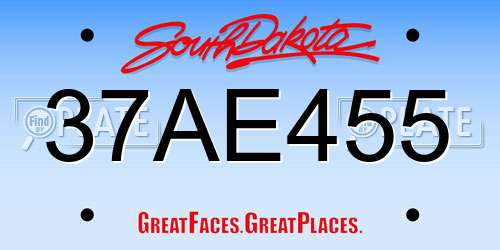 37AE455 South Dakota License Plate