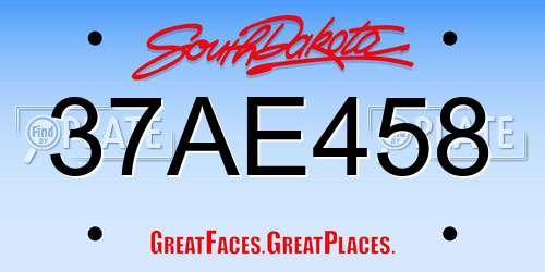 37AE458 South Dakota License Plate