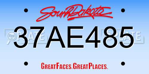 37AE485 South Dakota License Plate