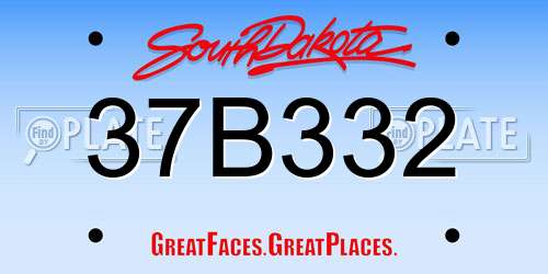 37B332 South Dakota License Plate