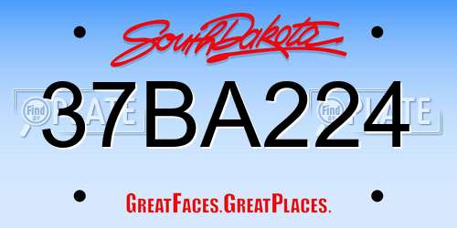 37BA224 South Dakota License Plate
