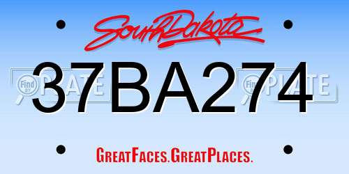 37BA274 South Dakota License Plate