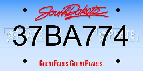 37BA774 South Dakota License Plate