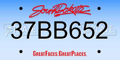 37BB652 South Dakota License Plate
