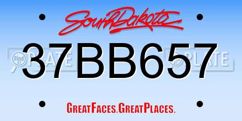 37BB657 South Dakota License Plate