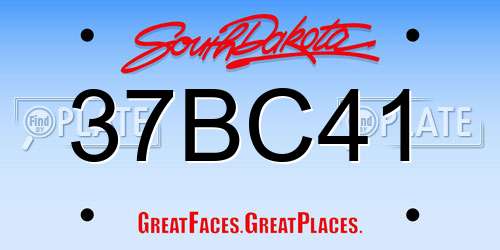 37BC41 South Dakota License Plate