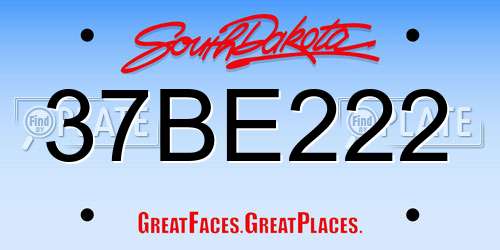 37BE222 South Dakota License Plate