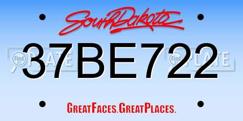 37BE722 South Dakota License Plate