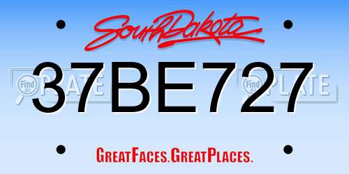 37BE727 South Dakota License Plate