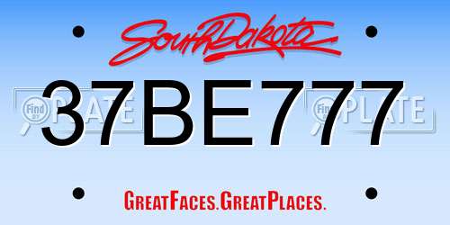 37BE777 South Dakota License Plate