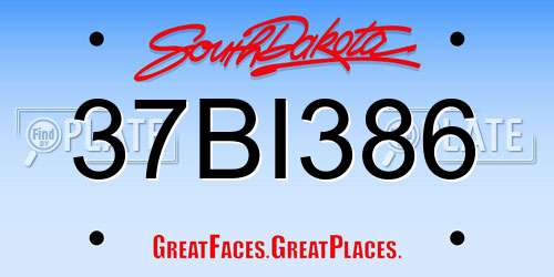 37BI386 South Dakota License Plate