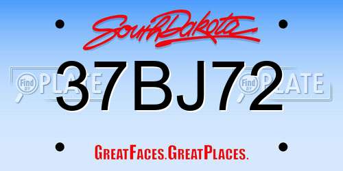 37BJ72 South Dakota License Plate
