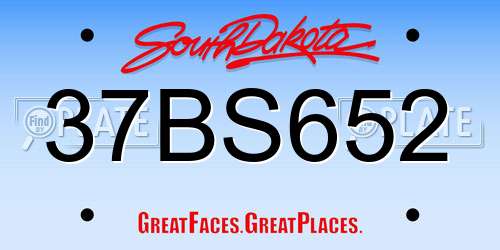 37BS652 South Dakota License Plate
