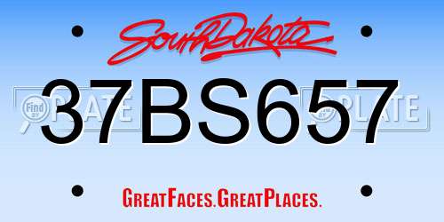 37BS657 South Dakota License Plate