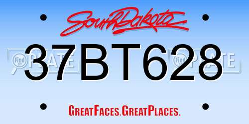 37BT628 South Dakota License Plate