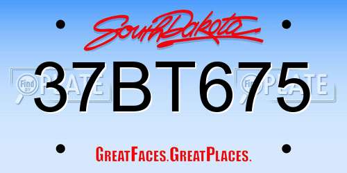 37BT675 South Dakota License Plate