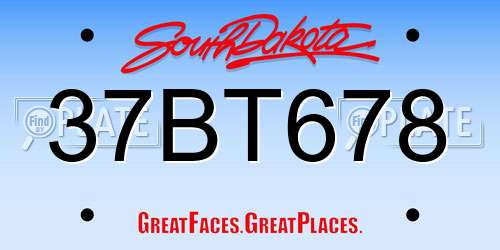 37BT678 South Dakota License Plate