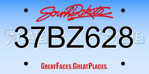 37BZ628 South Dakota License Plate