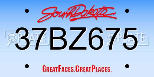 37BZ675 South Dakota License Plate