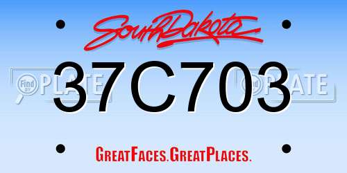 37C703 South Dakota License Plate