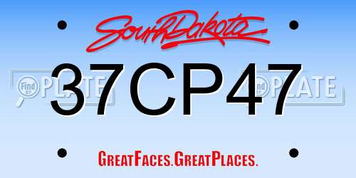 37CP47 South Dakota License Plate
