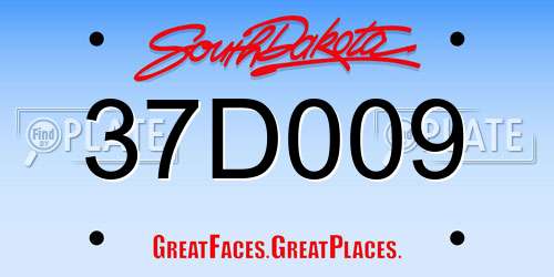 37D009 South Dakota License Plate
