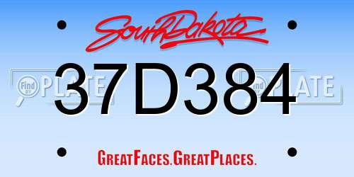 37D384 South Dakota License Plate