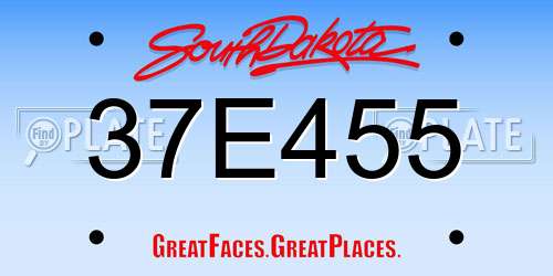 37E455 South Dakota License Plate