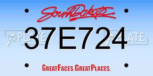 37E724 South Dakota License Plate