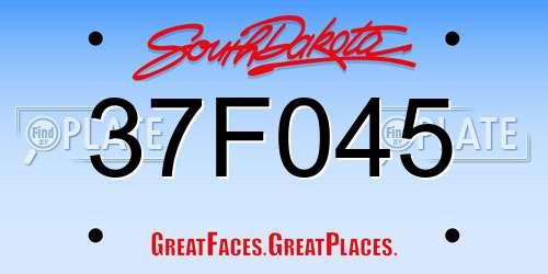 37F045 South Dakota License Plate