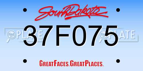 37F075 South Dakota License Plate
