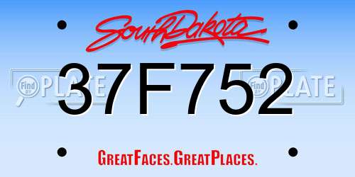 37F752 South Dakota License Plate