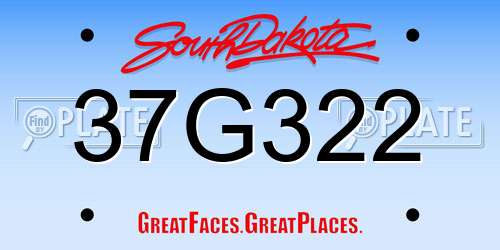 37G322 South Dakota License Plate