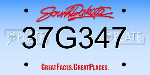 37G347 South Dakota License Plate