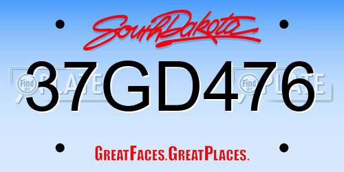 37GD476 South Dakota License Plate