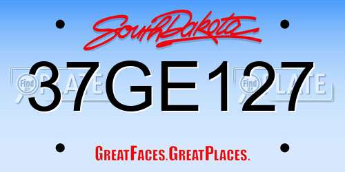 37GE127 South Dakota License Plate