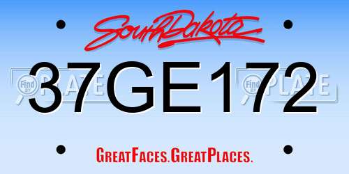 37GE172 South Dakota License Plate