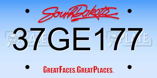 37GE177 South Dakota License Plate