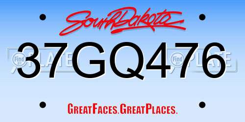 37GQ476 South Dakota License Plate