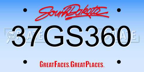 37GS360 South Dakota License Plate