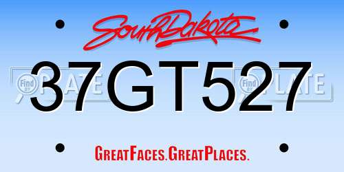37GT527 South Dakota License Plate
