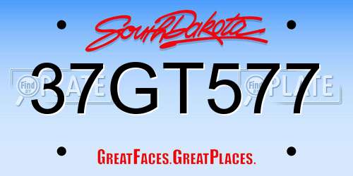 37GT577 South Dakota License Plate