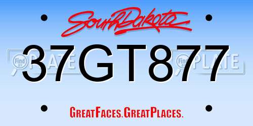 37GT877 South Dakota License Plate