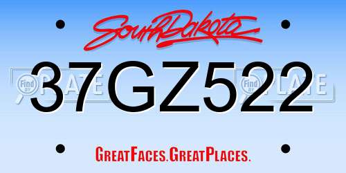 37GZ522 South Dakota License Plate