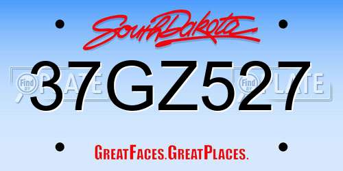 37GZ527 South Dakota License Plate