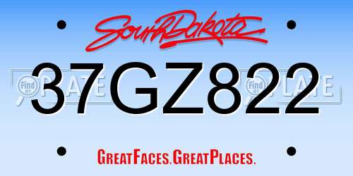 37GZ822 South Dakota License Plate