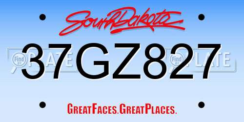 37GZ827 South Dakota License Plate
