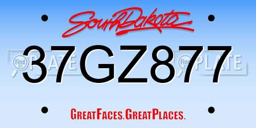 37GZ877 South Dakota License Plate